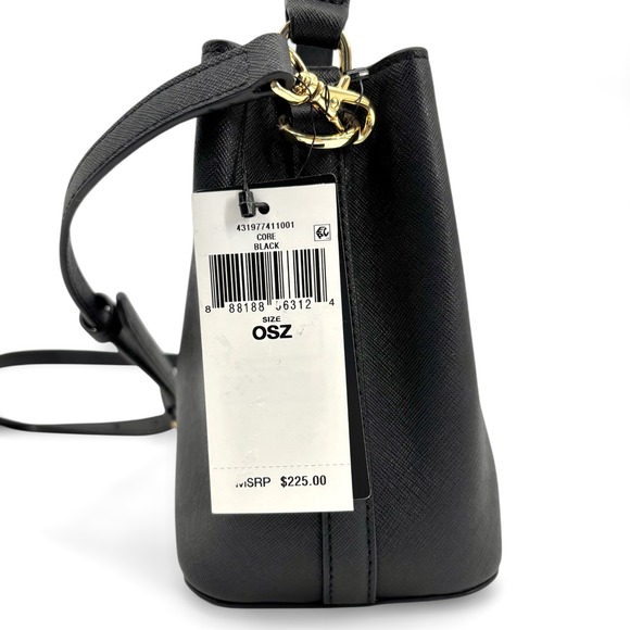 NWT Lauren Ralph Lauren Black Reese Crosshatch Small Bucket Bag - Picture 10 of 14